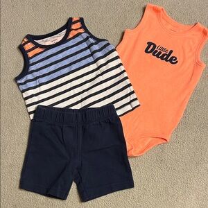 Carter's 3 Piece Shorts & Sleeveless Shirts Set 12 month Lot